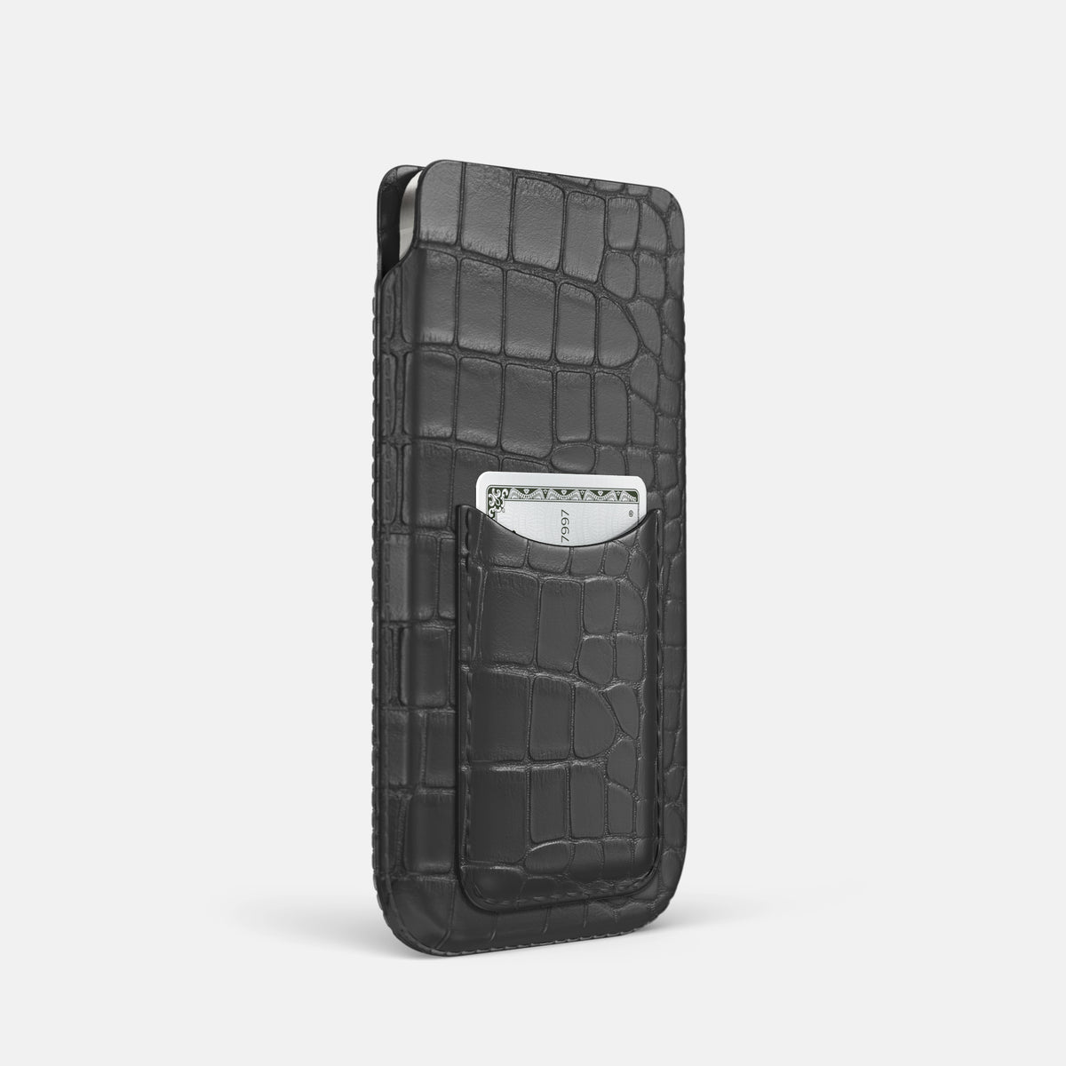 Grey iPhone 16 Pro Pouch Card Case Alligator -2 | Grey