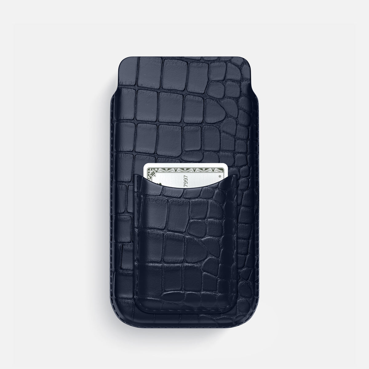 Navy Blue iPhone 16 Pro Pouch Card Case Alligator -1 | Navy-Blue