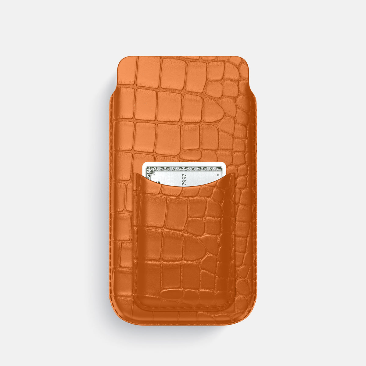 Orange iPhone 16 Pro Pouch Card Case Alligator -1 | Orange