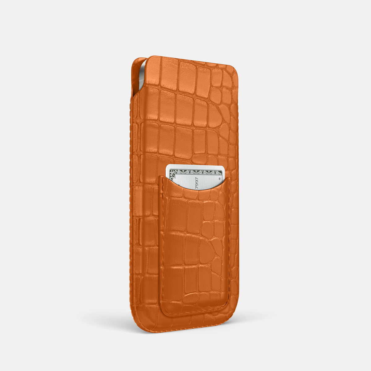 Orange iPhone 16 Pro Pouch Card Case Alligator -2 | Orange