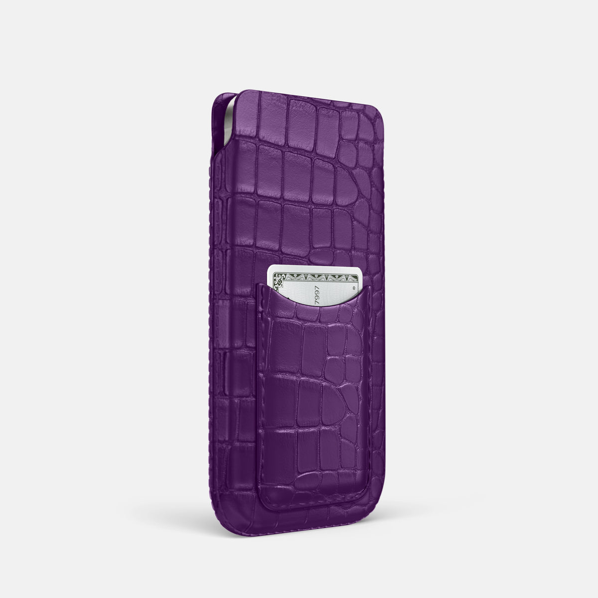Purple iPhone 16 Pro Pouch Card Case Alligator -2 | Purple