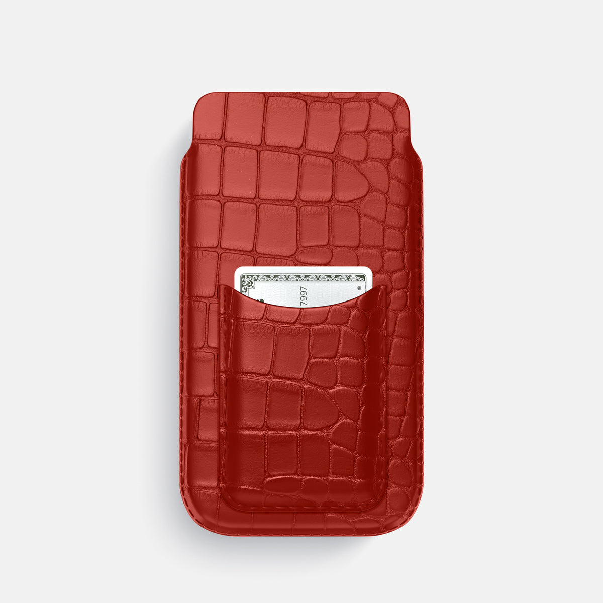 Red iPhone 16 Pro Pouch Card Case Alligator -1 | Red