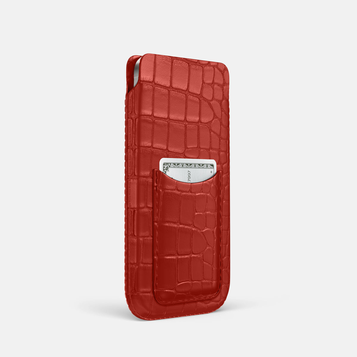 Red iPhone 16 Pro Pouch Card Case Alligator -2 | Red