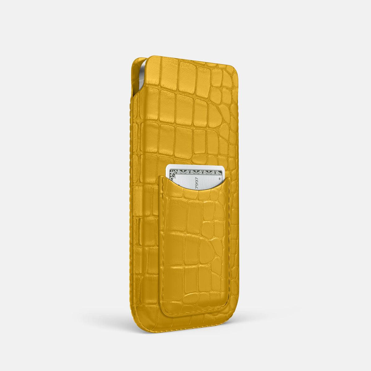 Yellow iPhone 16 Pro Pouch Card Case Alligator -2 | Yellow