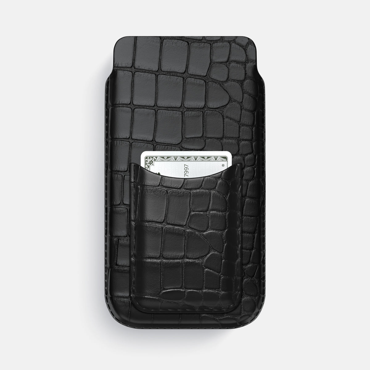 Black iPhone 16 Pro Max Pouch Card Case Alligator -1 | Black