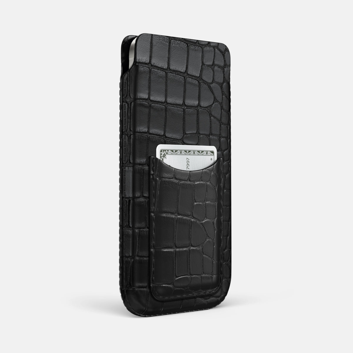Black iPhone 16 Pro Max Pouch Card Case Alligator -2 | Black