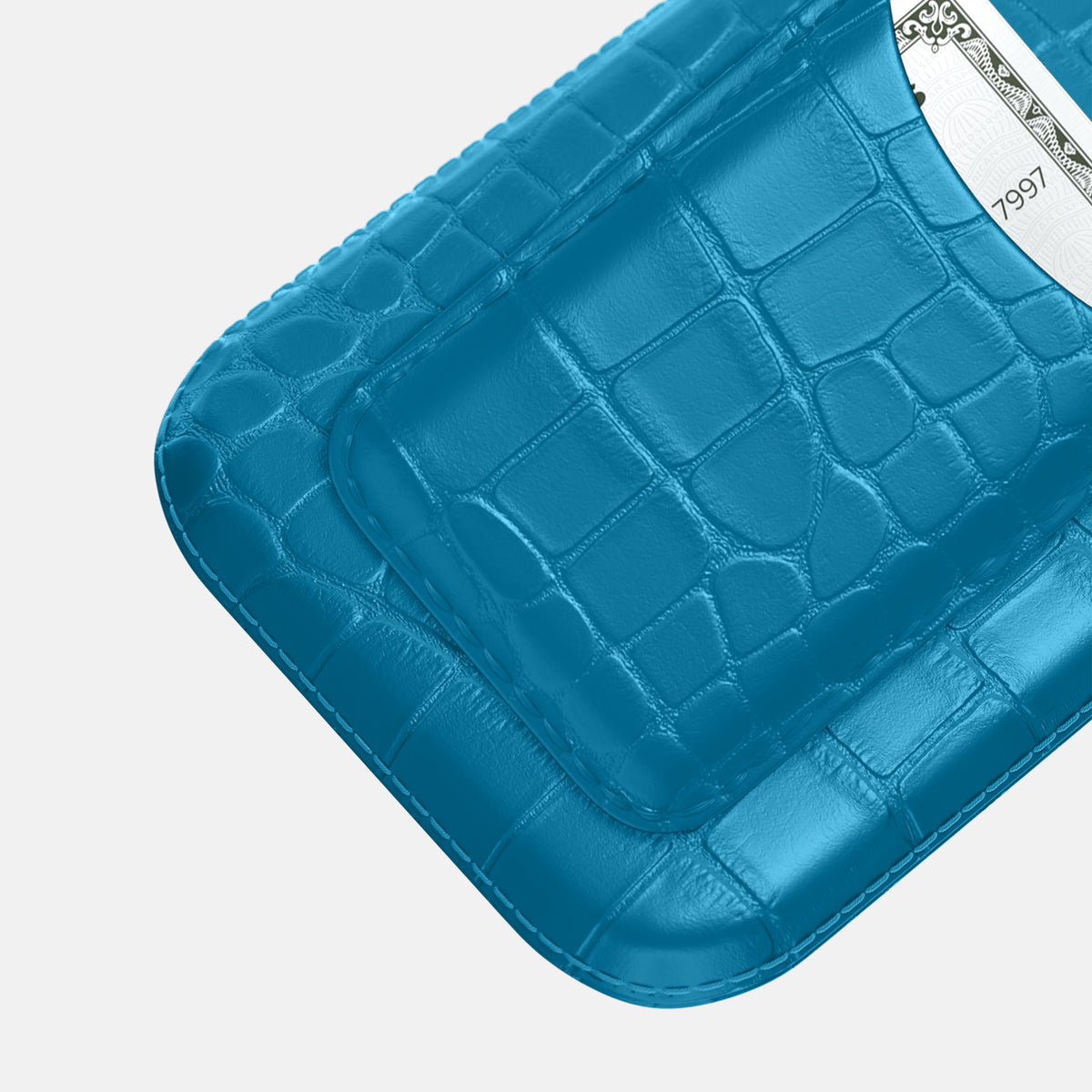 Curaçao-Blue iPhone 16 Pro Max Pouch Card Case Alligator -3 | Curaçao-Blue