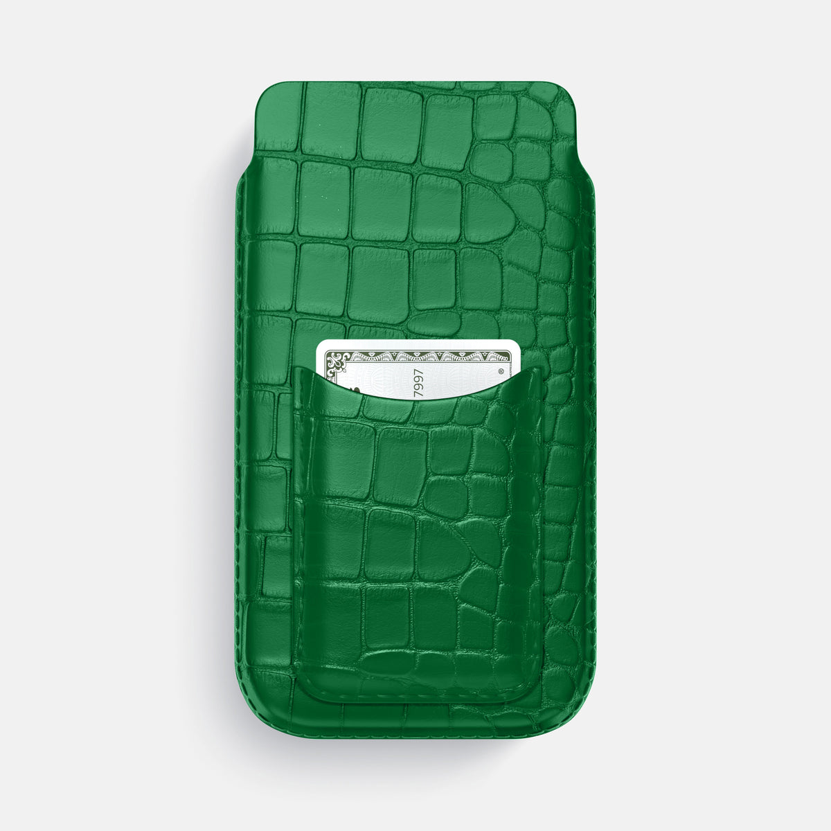 Forest-Green iPhone 16 Pro Max Pouch Card Case Alligator -1 | Forest-Green