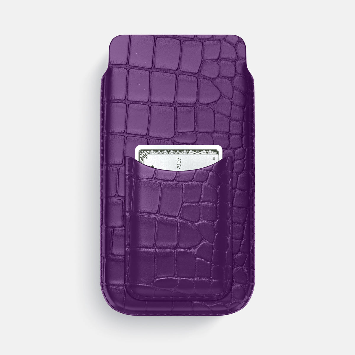 Purple iPhone 16 Pro Max Pouch Card Case Alligator -1 | Purple