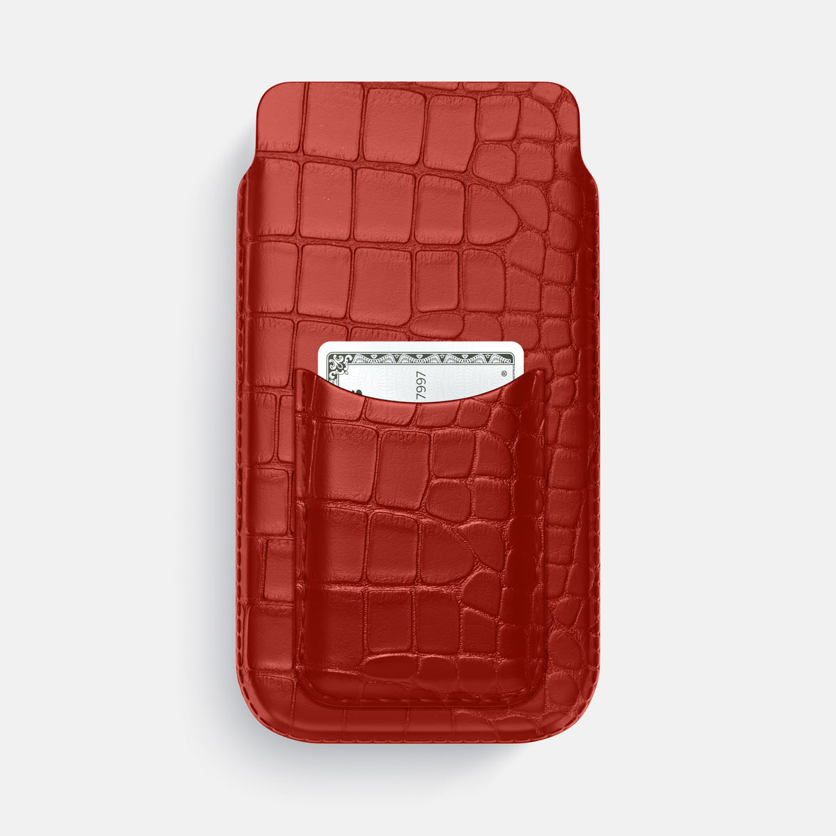 Red iPhone 16 Pro Max Pouch Card Case Alligator -1 | Red