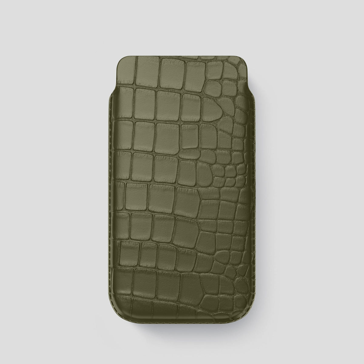 Kaki-Green iPhone 14 Pro Pouch Case Alligator -1 | Kaki-Green