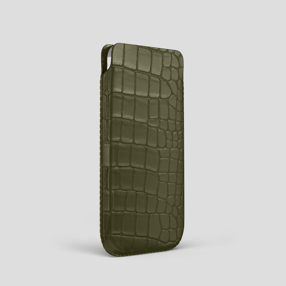 Kaki-Green iPhone 14 Pro Pouch Case Alligator -2 | Kaki-Green