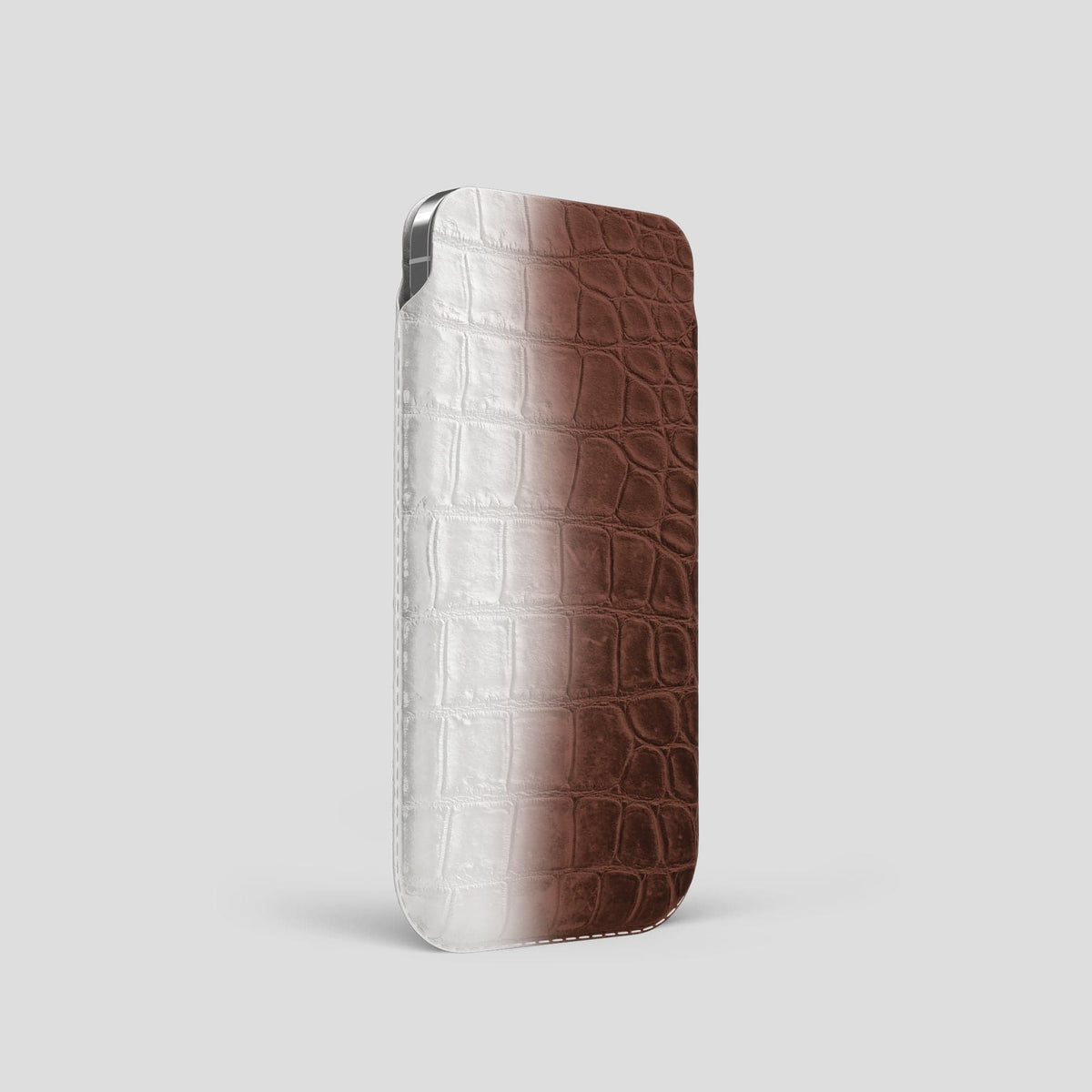 Dark Brown iPhone 14 Pro Himalaya Pouch Case Himalayan Crocodile -2 | Dark-Brown