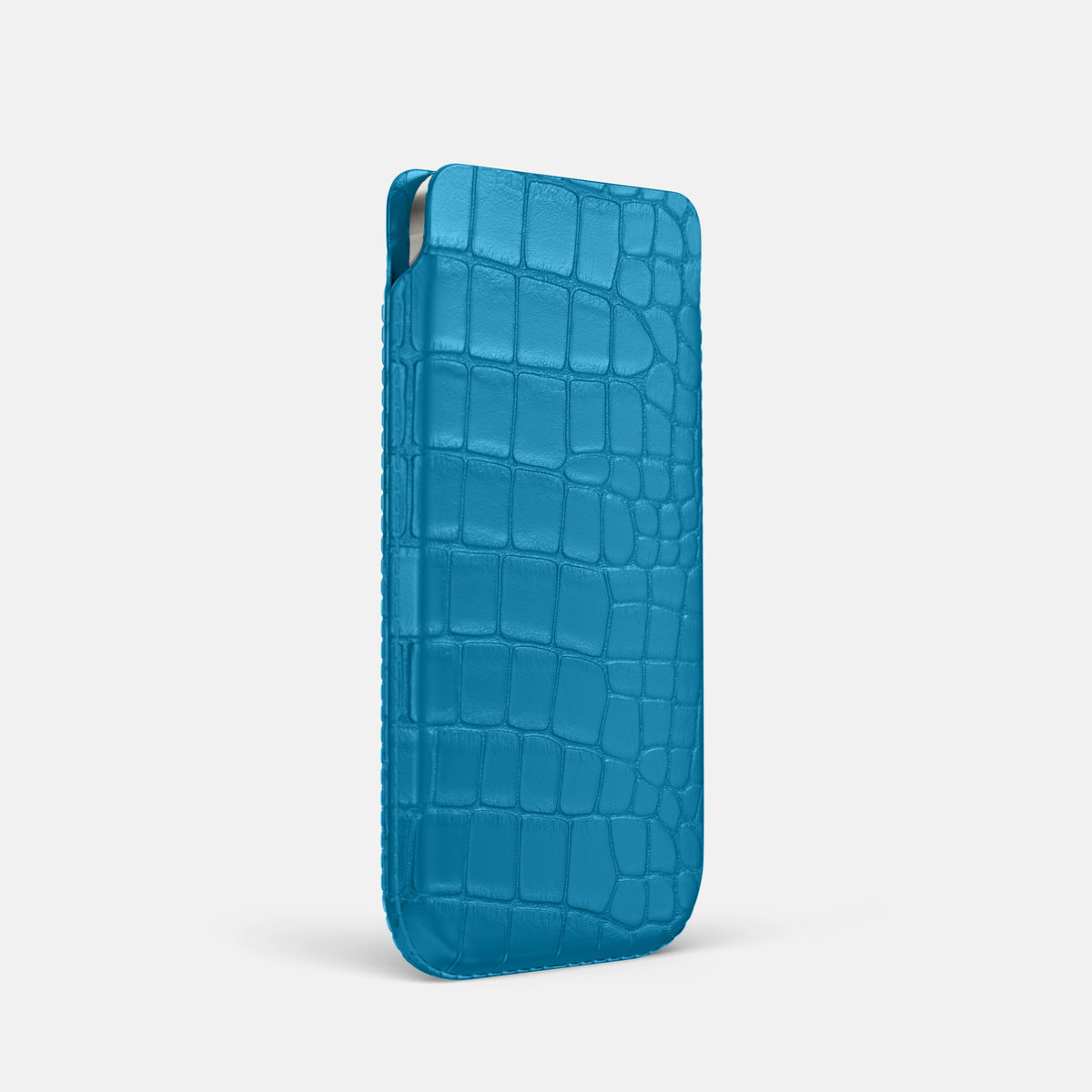 Curaçao-Blue iPhone 16 Pro Pouch Case Alligator -2 | Curaçao-Blue