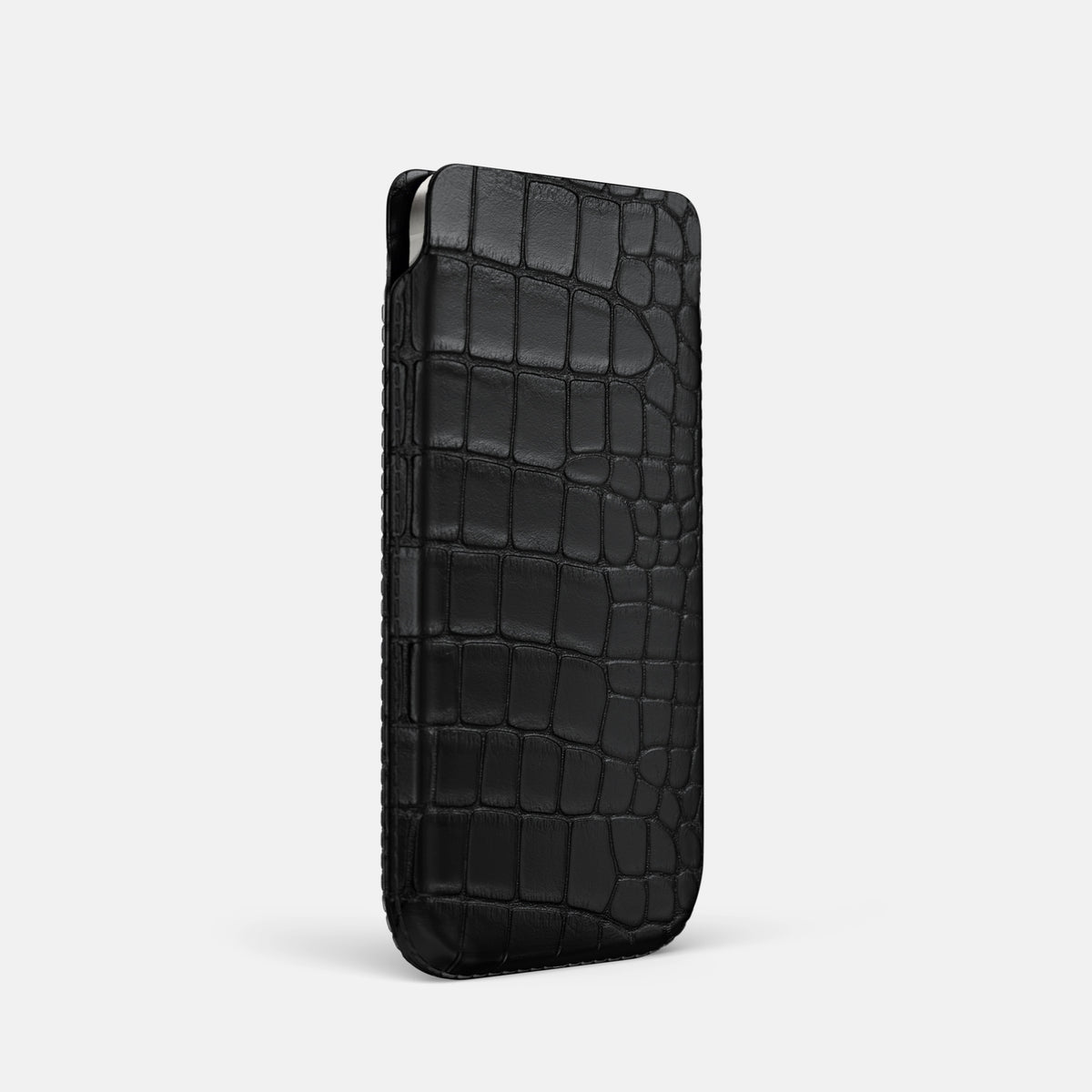 Black iPhone 16 Pro Pouch Case Alligator -2 | Black