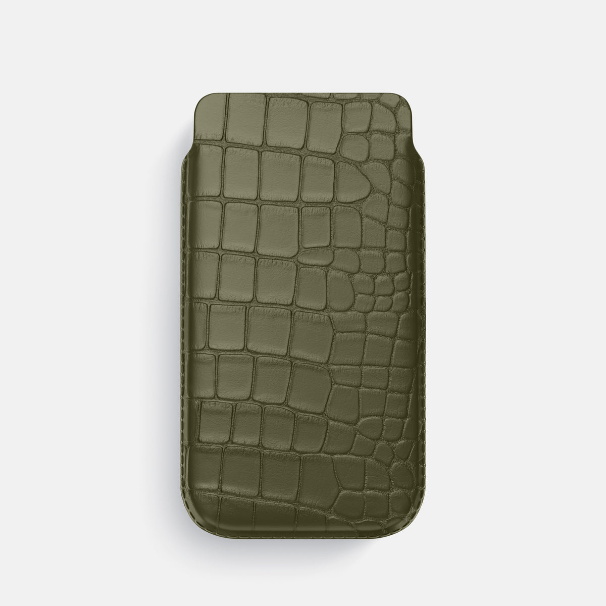 Kaki-Green iPhone 16 Pro Pouch Case Alligator -1 | Kaki-Green