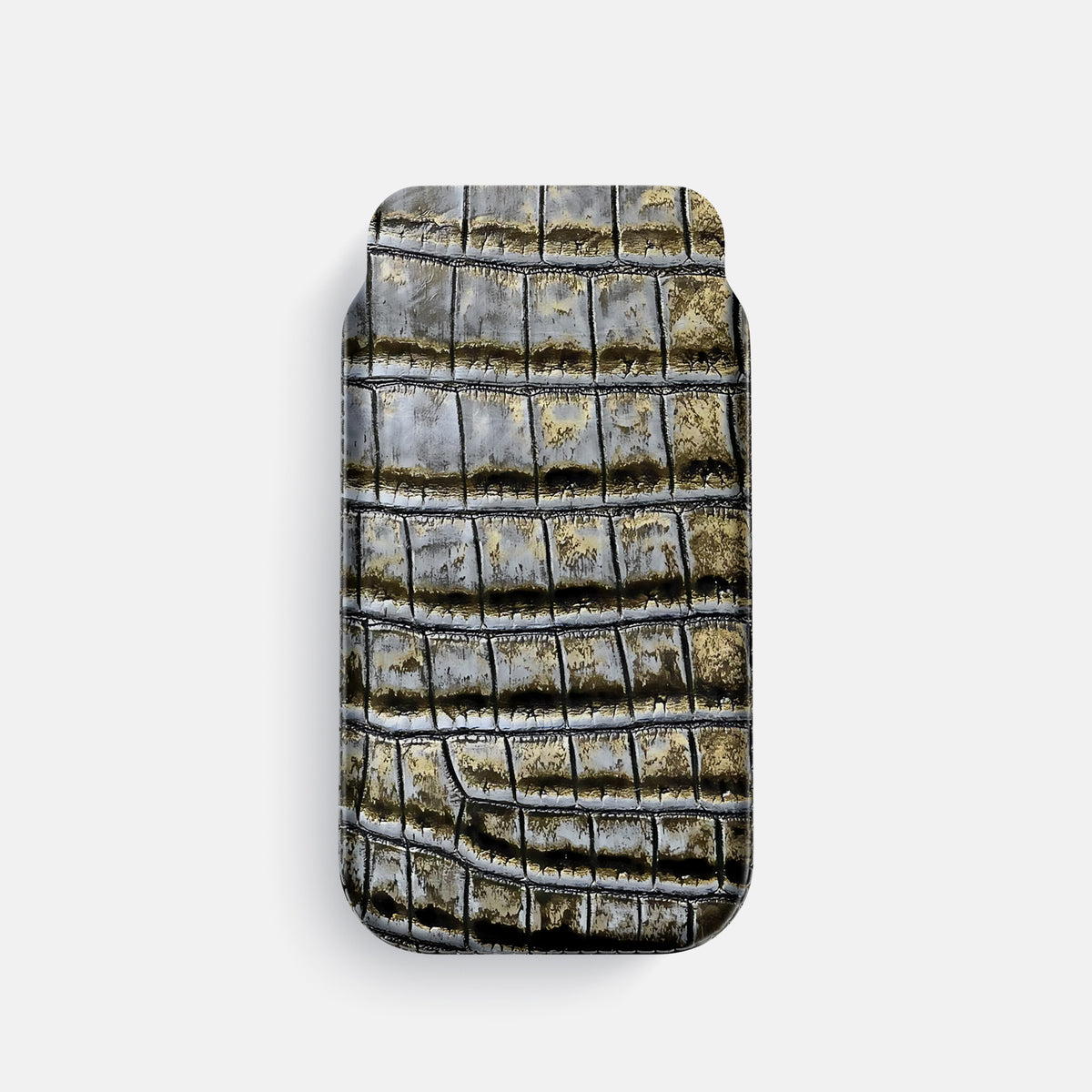 Antique-Bronze iPhone 16 Pro Pouch Case Himalayan Crocodile -1 | Antique-Bronze