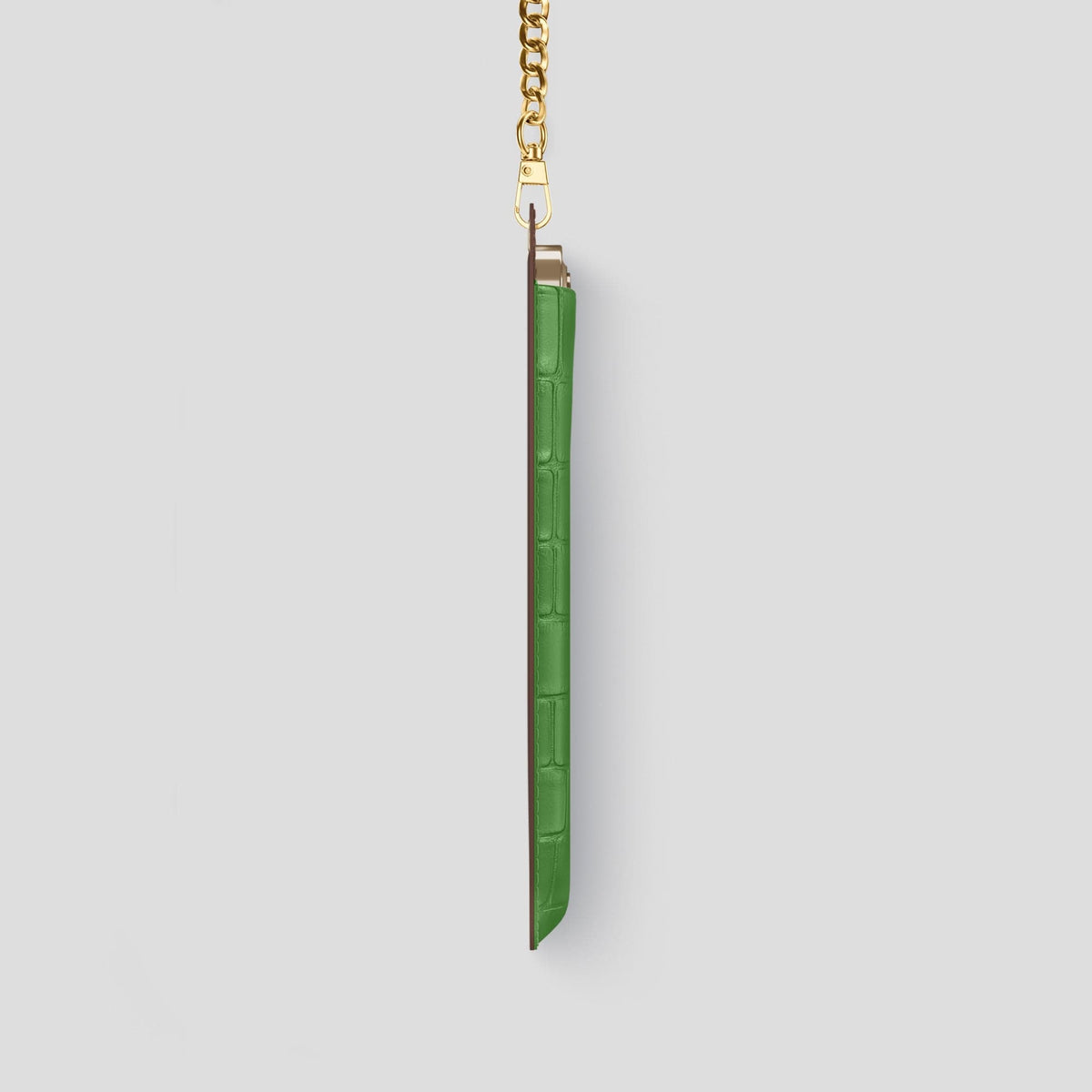 Apple-Green iPhone 14 Pro Crossbody Bag Alligator with Gold Metal -4 | Apple-Green-Gold