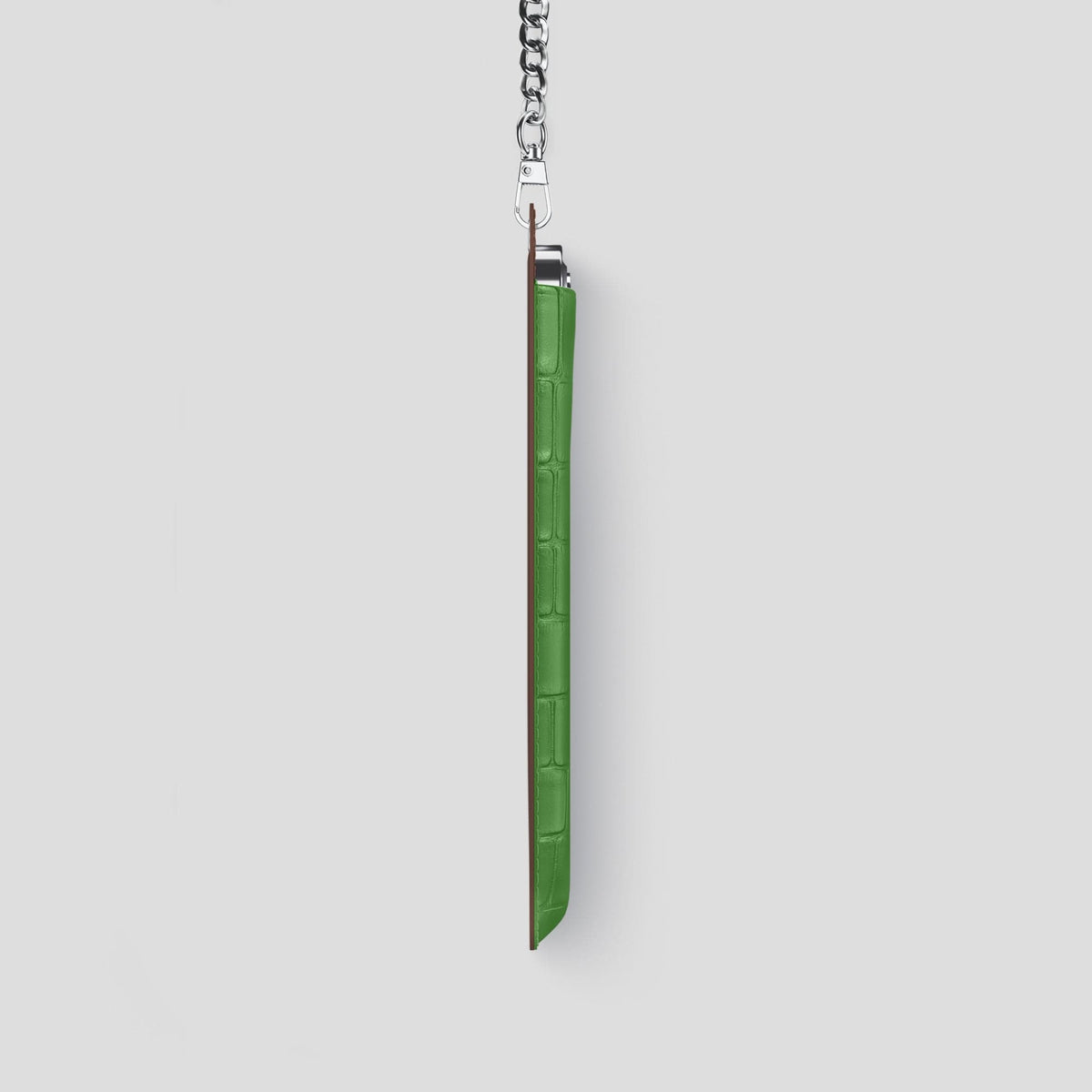 Apple-Green iPhone 14 Pro Crossbody Bag Alligator with Steel Metal -4 | Apple-Green-Steel