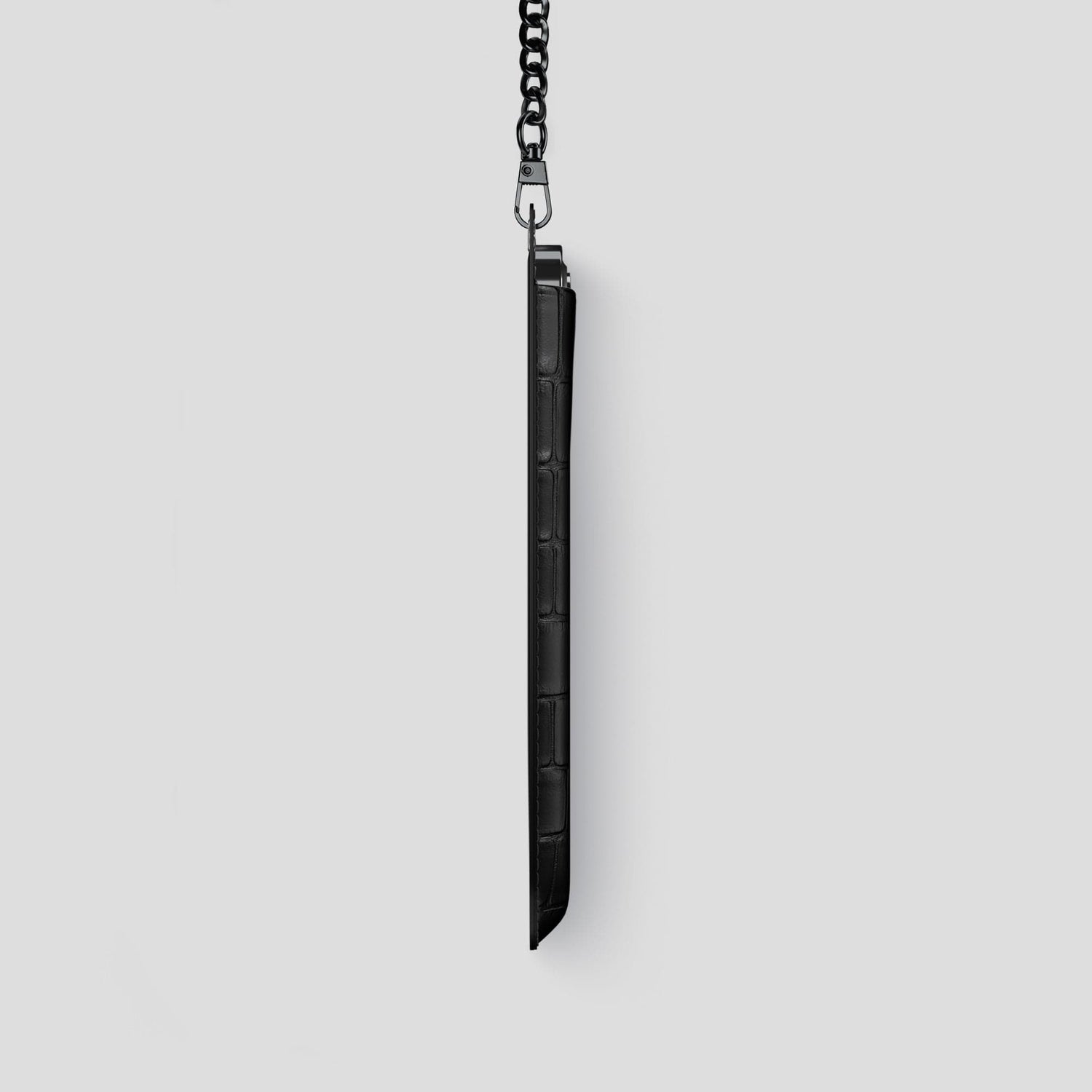 Black iPhone 14 Pro Crossbody Bag Alligator with Black Metal -4 | Black-Black