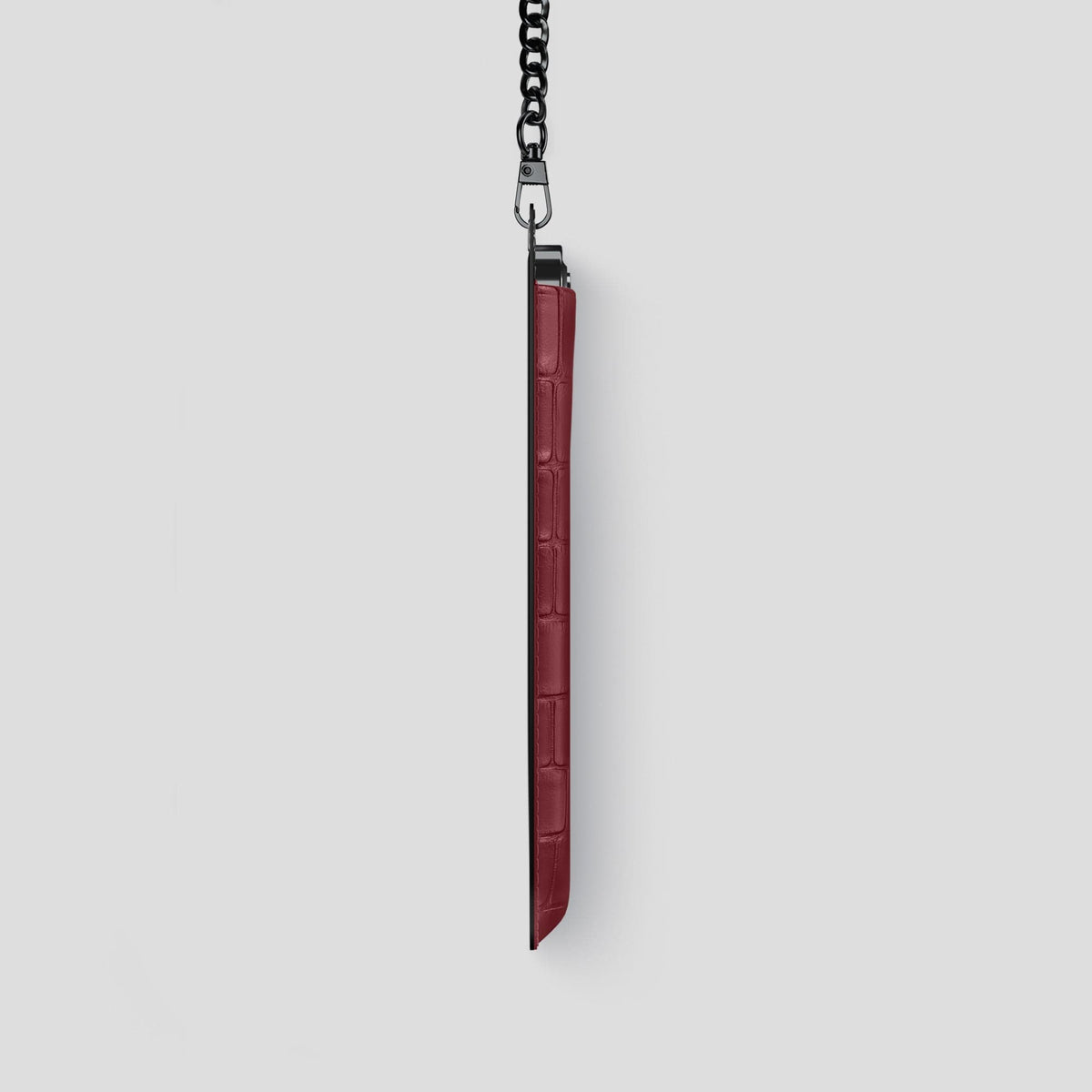 Burgundy iPhone 14 Pro Crossbody Bag Alligator with Black Metal -4 | Burgundy-Black
