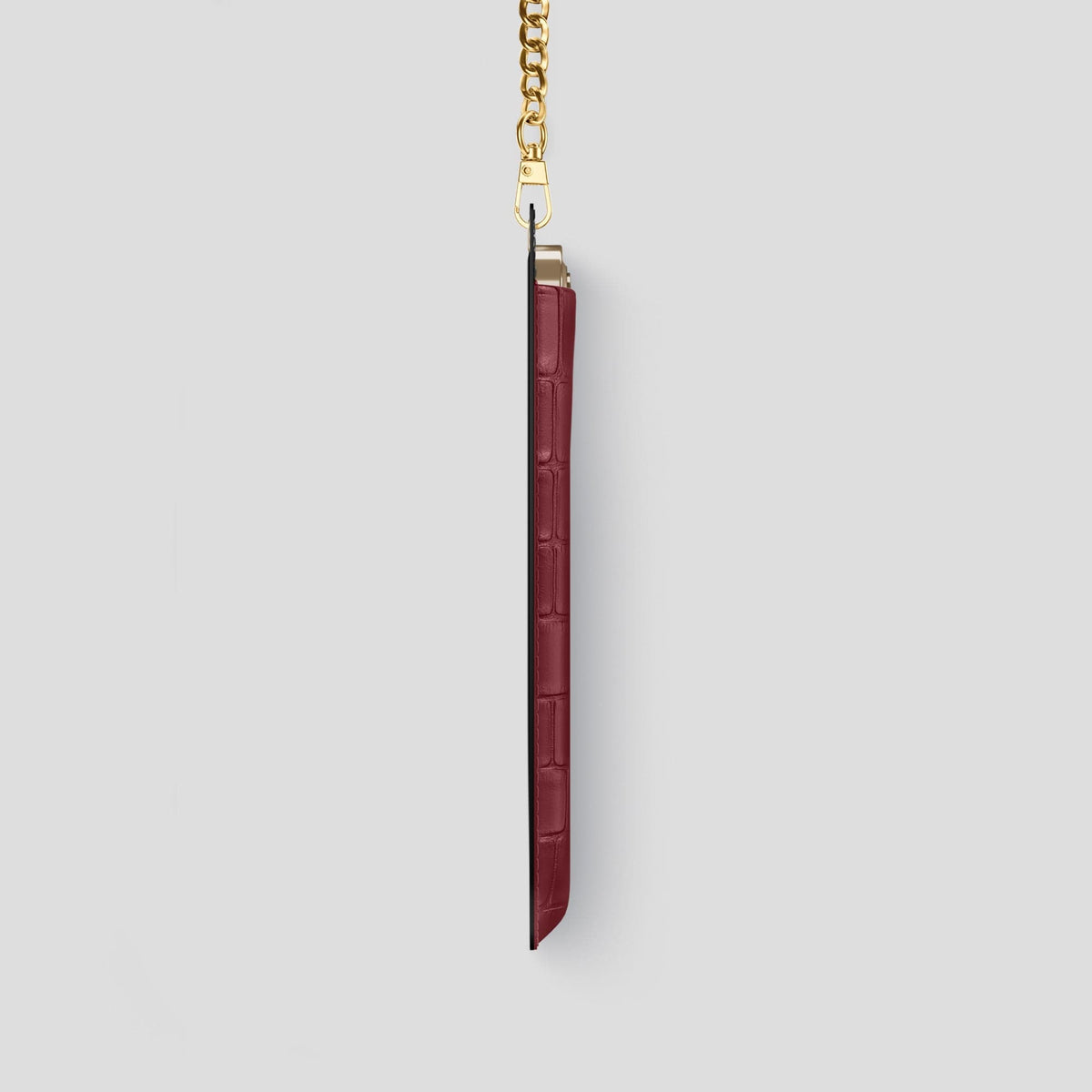 Burgundy iPhone 14 Pro Crossbody Bag Alligator with Gold Metal -4 | Burgundy-Gold