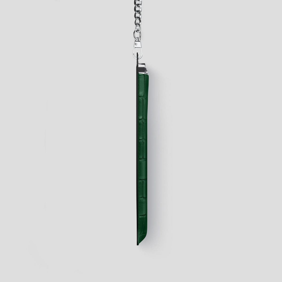 Forest-Green iPhone 14 Pro Crossbody Bag Alligator with Steel Metal -4 | Forest-Green-Steel