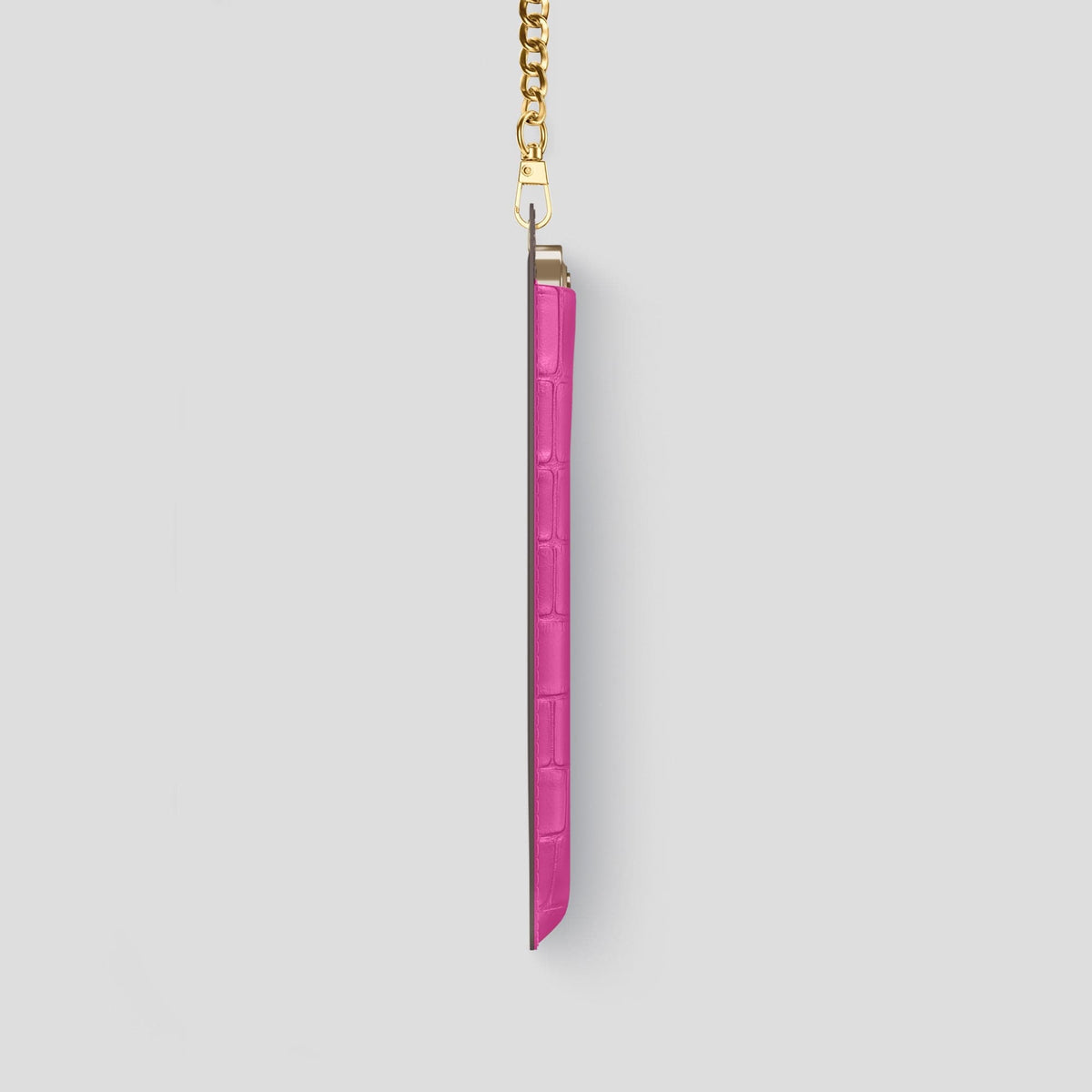 Fuchsia iPhone 14 Pro Crossbody Bag Alligator with Gold Metal -4 | Fuchsia-Gold