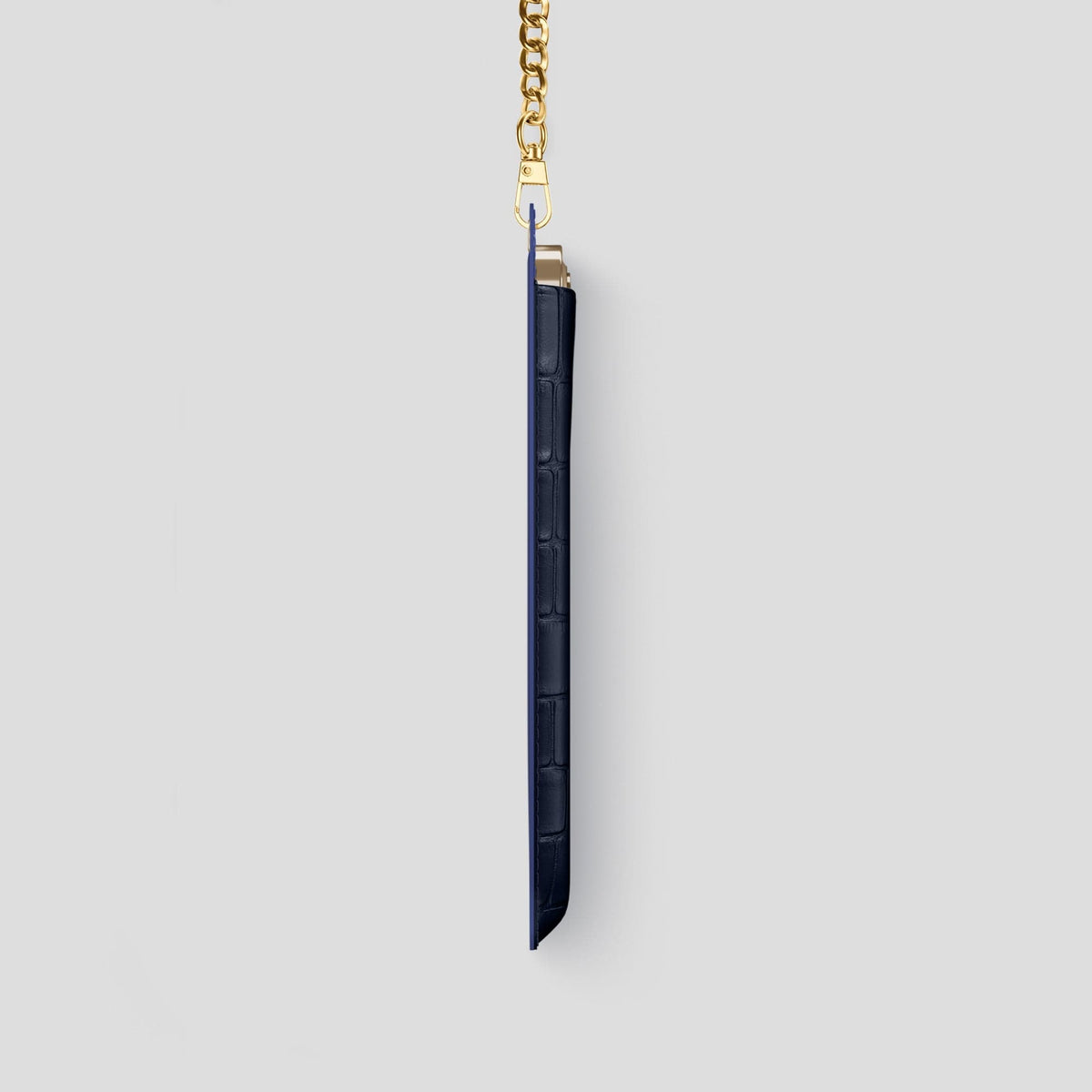 Navy Blue iPhone 14 Pro Crossbody Bag Alligator with Gold Metal -4 | Navy-Blue-Gold