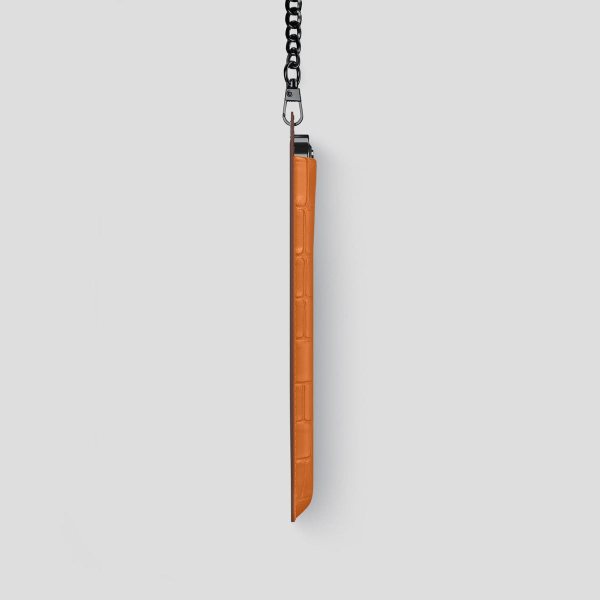 Orange iPhone 14 Pro Crossbody Bag Alligator with Black Metal -4 | Orange-Black