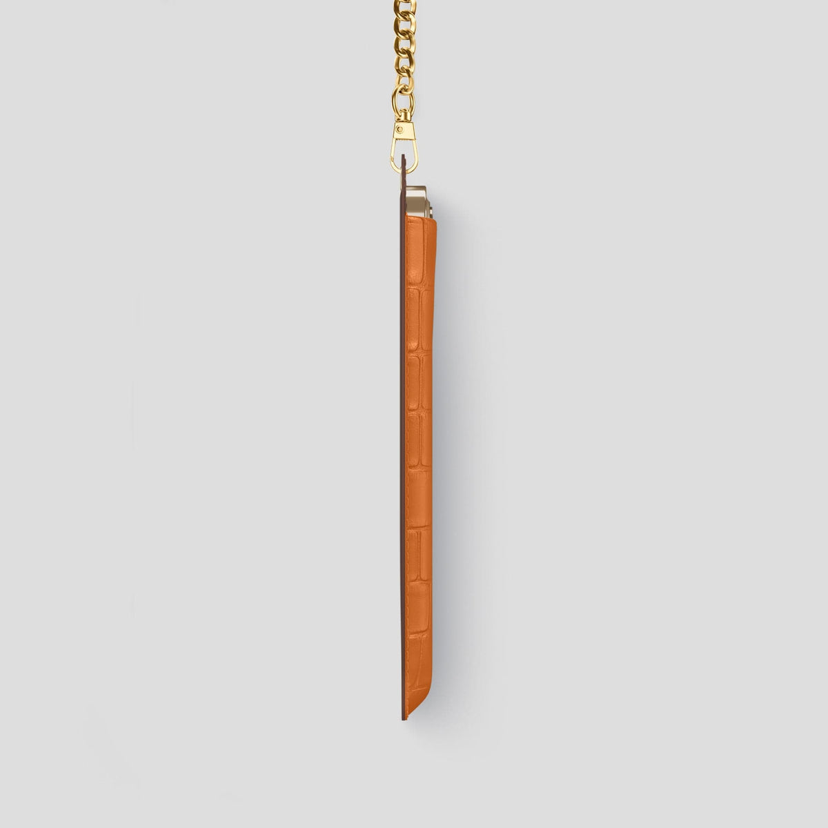 Orange iPhone 14 Pro Crossbody Bag Alligator with Gold Metal -4 | Orange-Gold