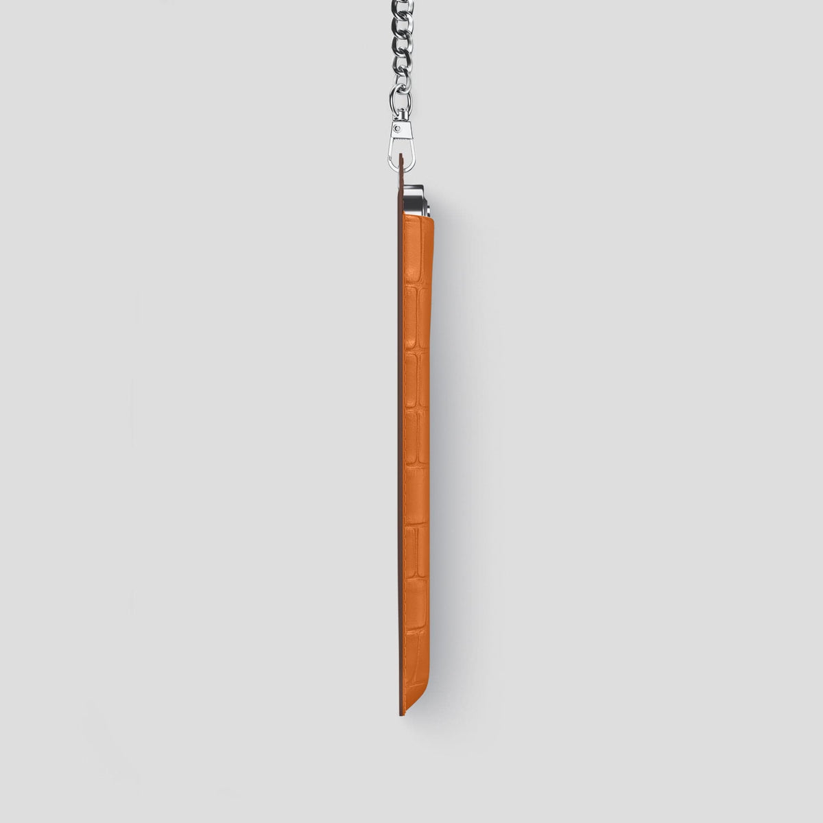 Orange iPhone 14 Pro Crossbody Bag Alligator with Steel Metal -4 | Orange-Steel