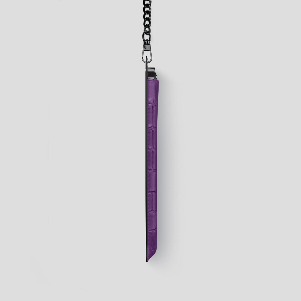 Purple iPhone 14 Pro Crossbody Bag Alligator with Black Metal -4 | Purple-Black
