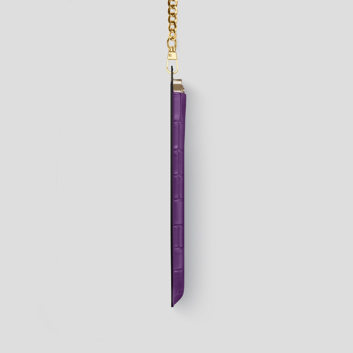 Purple iPhone 14 Pro Crossbody Bag Alligator with Gold Metal -4 | Purple-Gold