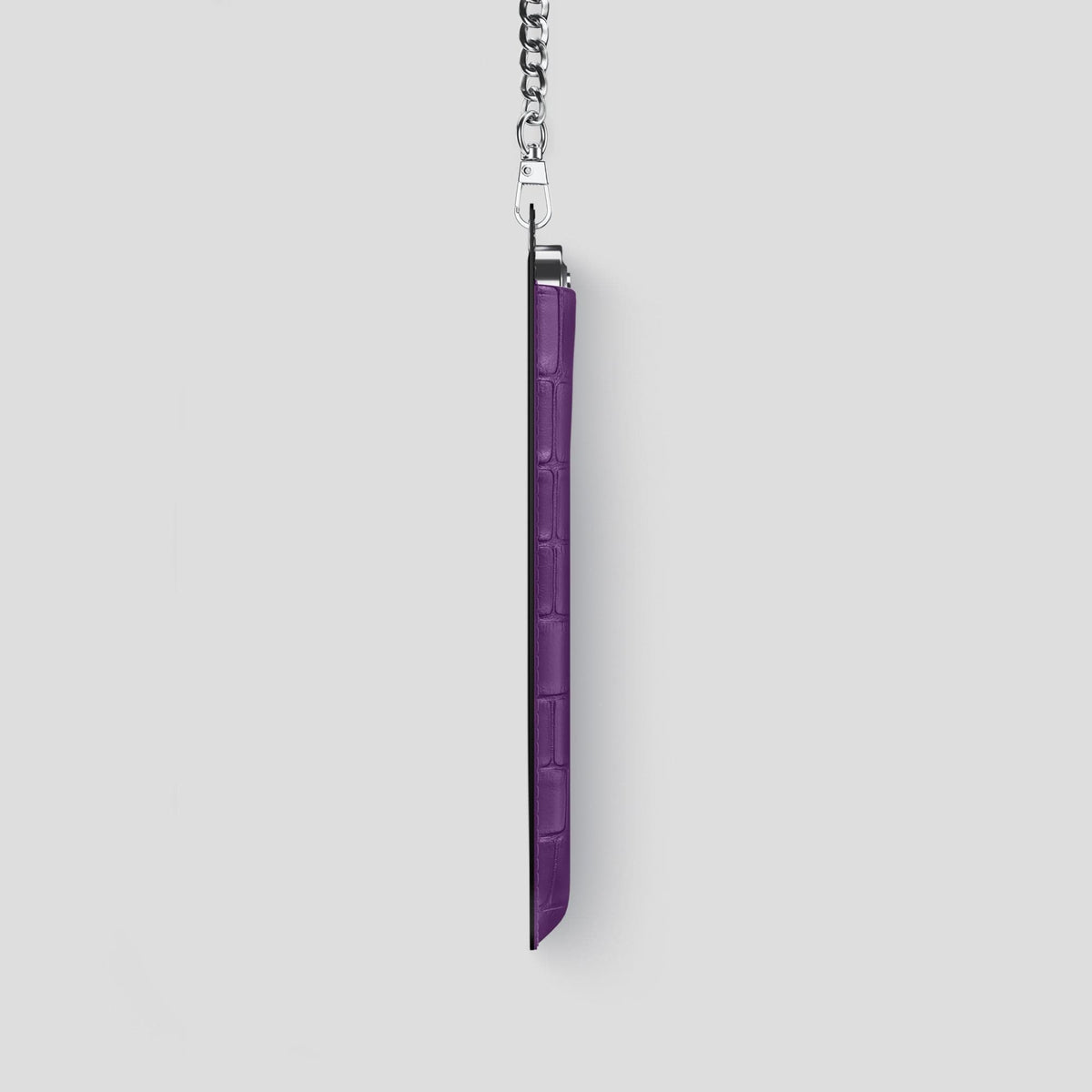 Purple iPhone 14 Pro Crossbody Bag Alligator with Steel Metal -4 | Purple-Steel