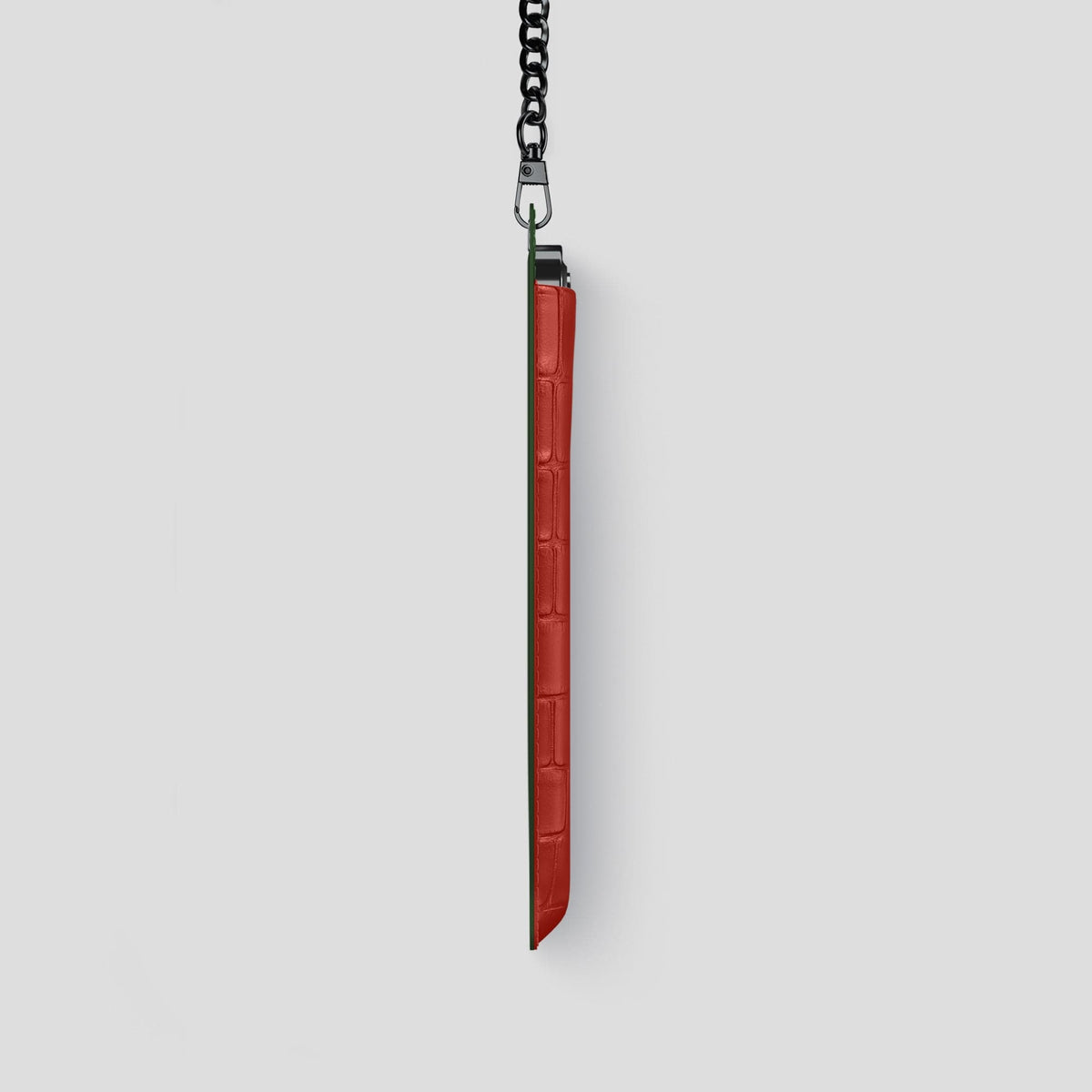 Red iPhone 14 Pro Crossbody Bag Alligator with Black Metal -4 | Red-Black
