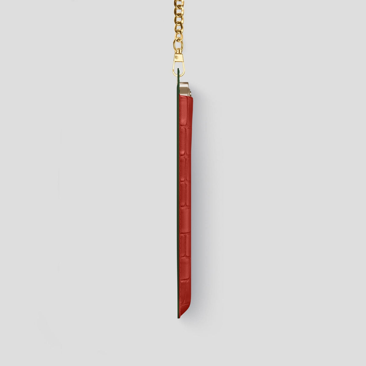 Red iPhone 14 Pro Crossbody Bag Alligator with Gold Metal -4 | Red-Gold