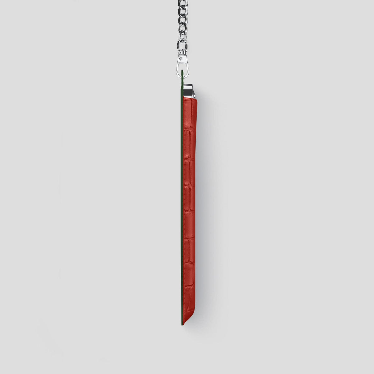 Red iPhone 14 Pro Crossbody Bag Alligator with Steel Metal -4 | Red-Steel