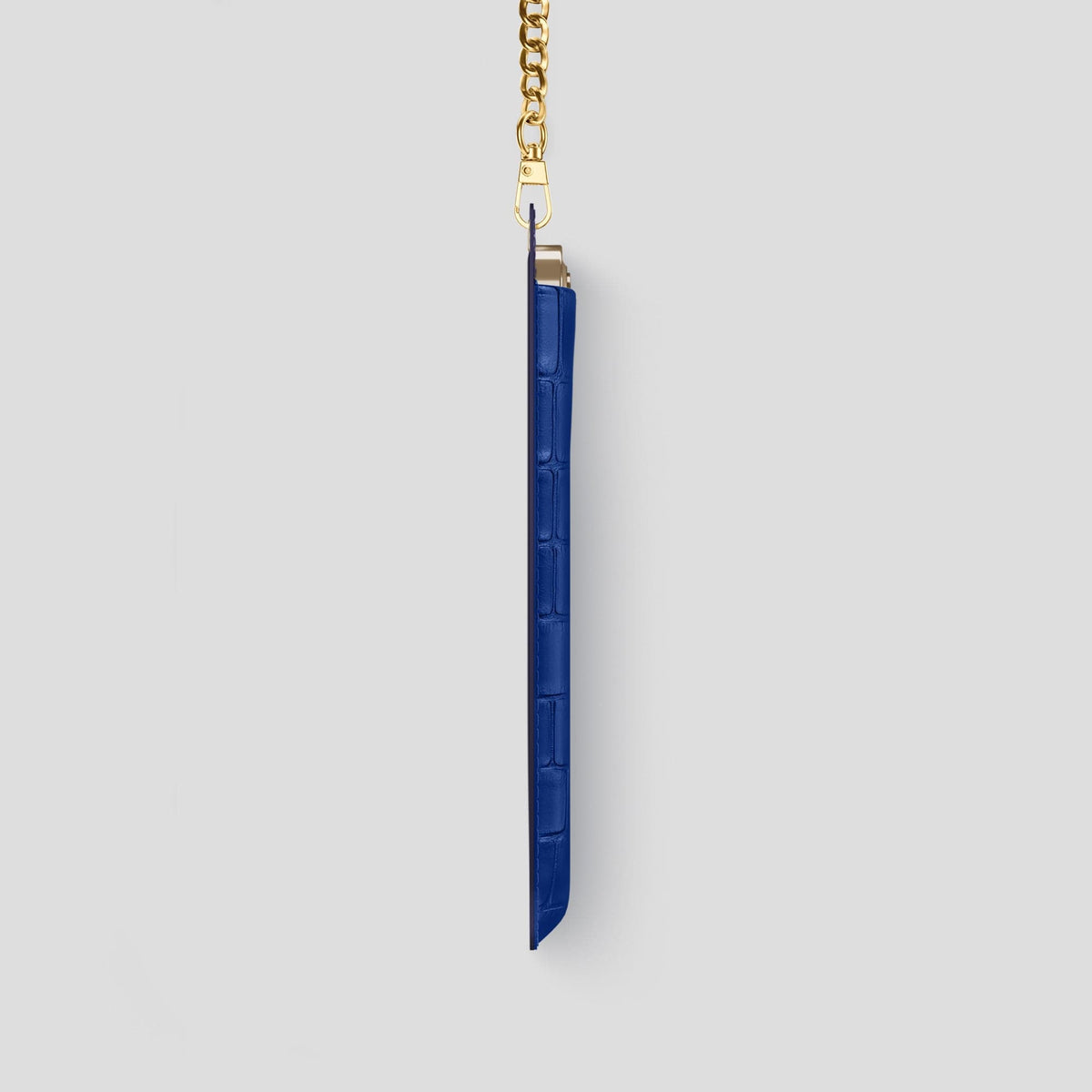 Royal Blue iPhone 14 Pro Crossbody Bag Alligator with Gold Metal -4 | Royal-Blue-Gold