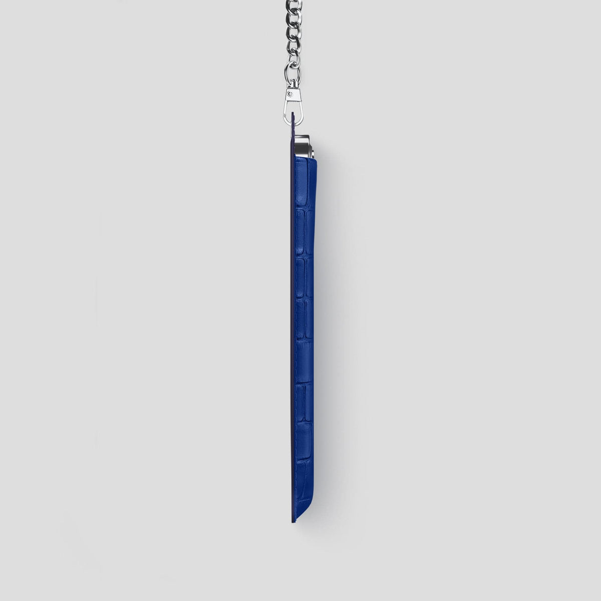 Royal Blue iPhone 14 Pro Crossbody Bag Alligator with Steel Metal -4 | Royal-Blue-Steel