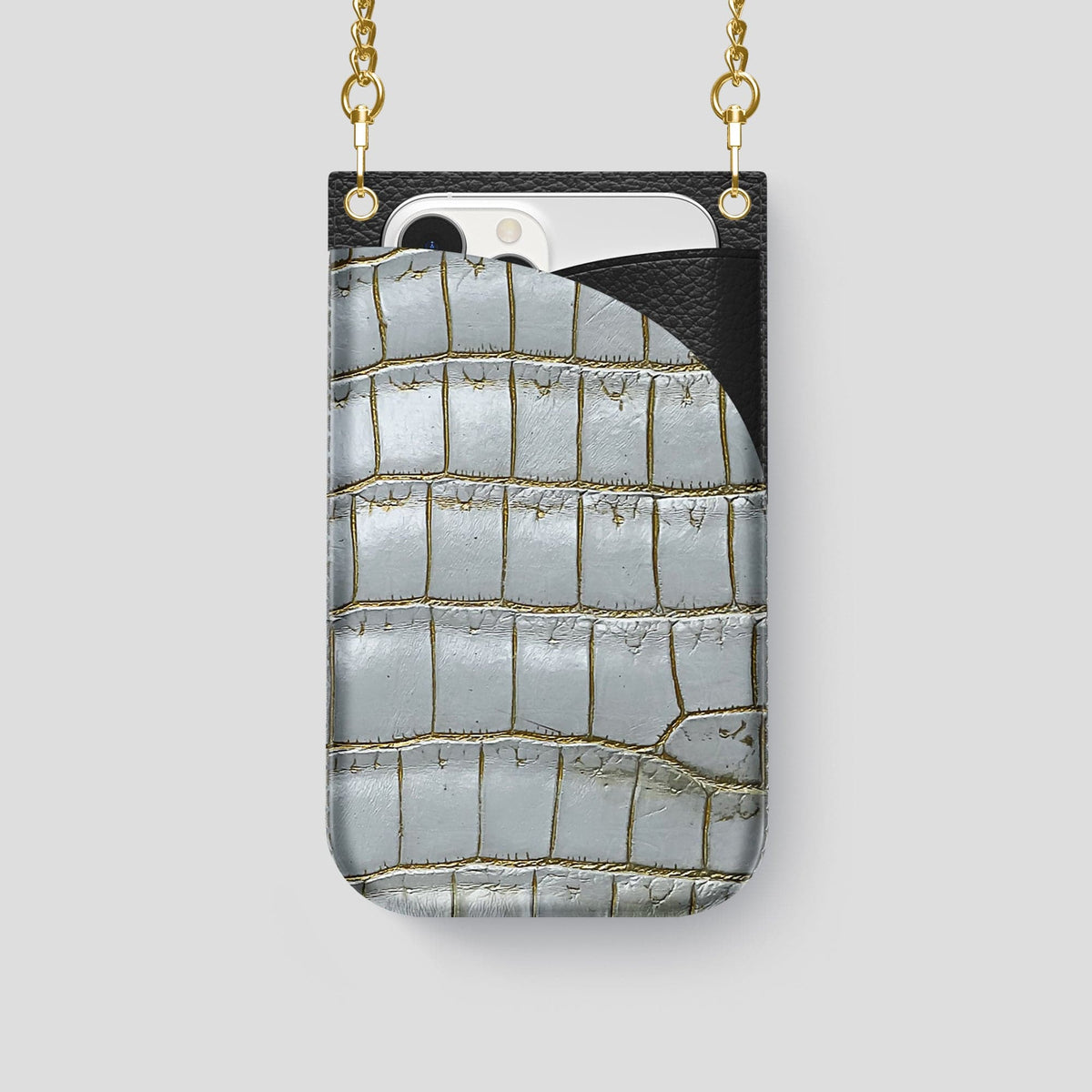 Arctic iPhone 14 Pro Crossbody Bag Himalayan Crocodile with Gold Metal -1 | Arctic-Gold