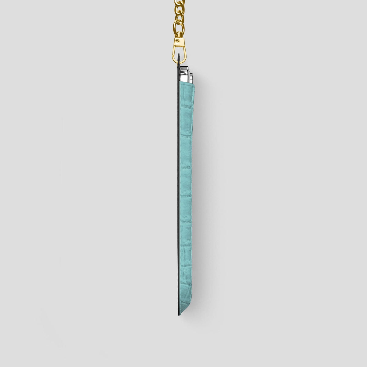 Light-Mint iPhone 14 Pro Crossbody Bag Himalayan Crocodile with Gold Metal -4 | Light-Mint-Gold