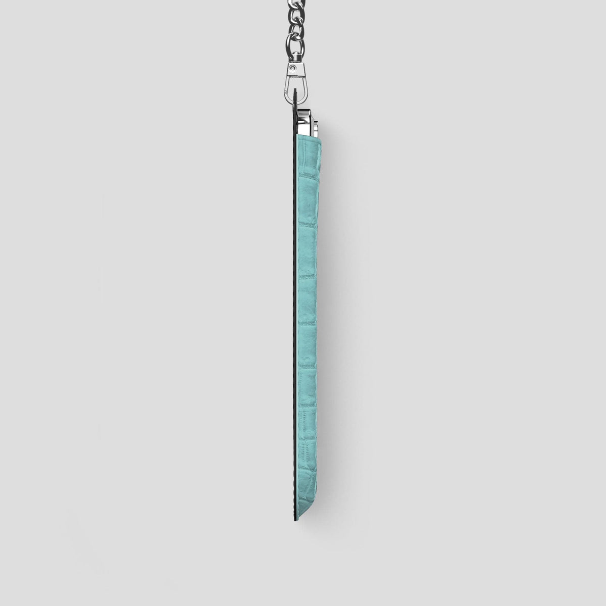 Light-Mint iPhone 14 Pro Crossbody Bag Himalayan Crocodile with Steel Metal -4 | Light-Mint-Steel