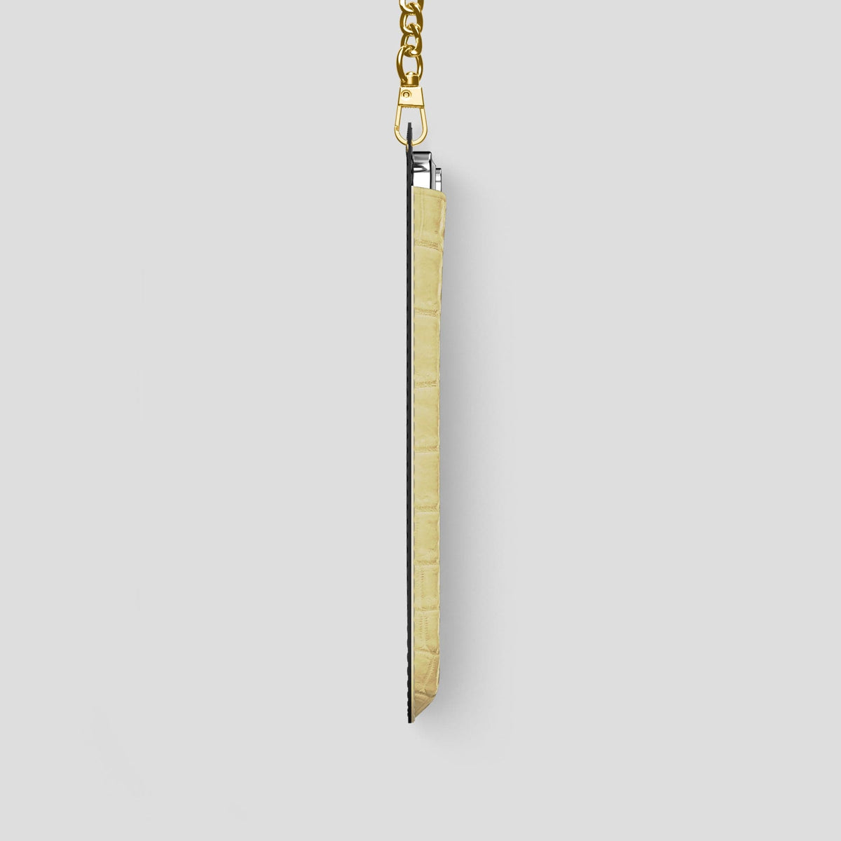 Natural iPhone 14 Pro Crossbody Bag Himalayan Crocodile with Gold Metal -4 | Natural-Gold