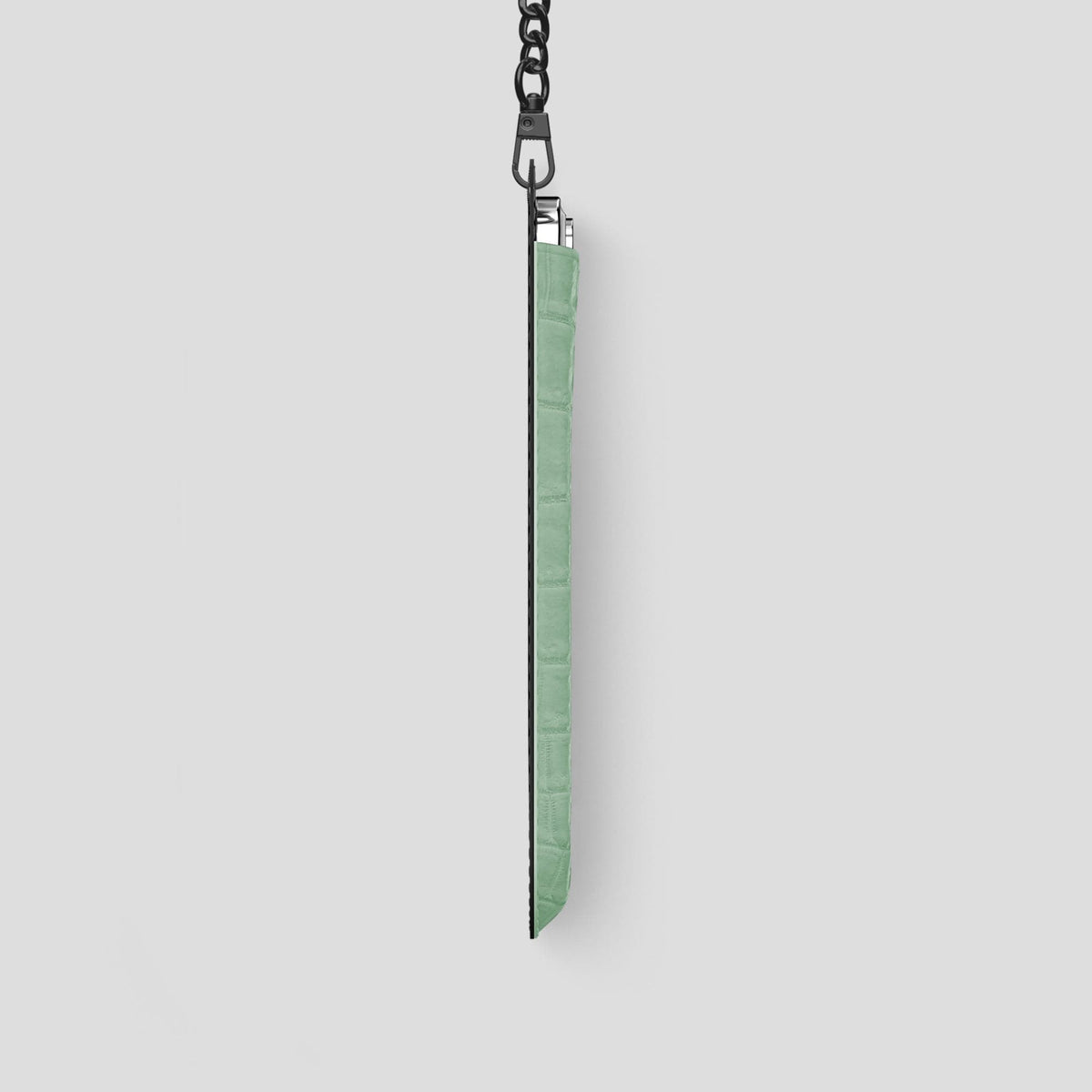 Pistachio iPhone 14 Pro Crossbody Bag Himalayan Crocodile with Black Metal -4 | Pistachio-Black