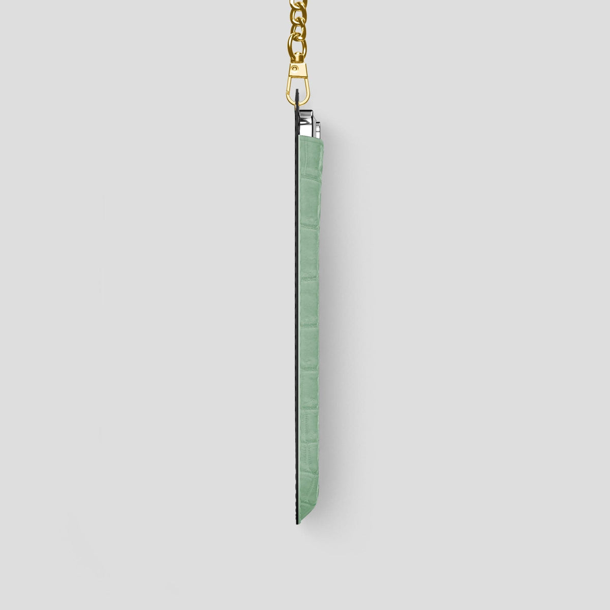 Pistachio iPhone 14 Pro Crossbody Bag Himalayan Crocodile with Gold Metal -4 | Pistachio-Gold