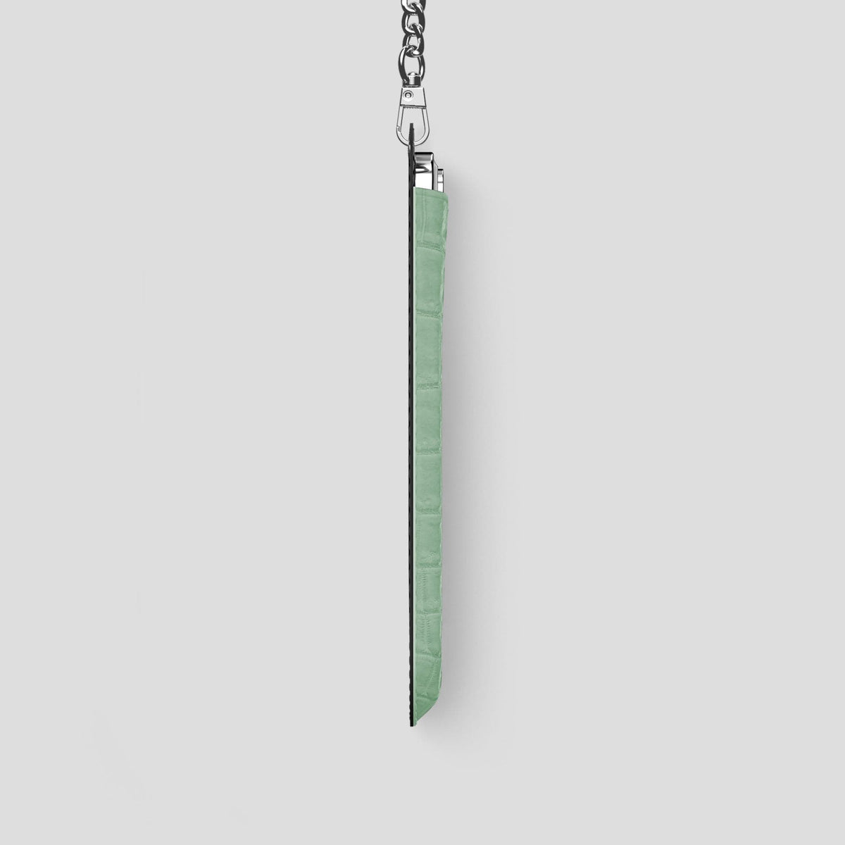 Pistachio iPhone 14 Pro Crossbody Bag Himalayan Crocodile with Steel Metal -4 | Pistachio-Steel
