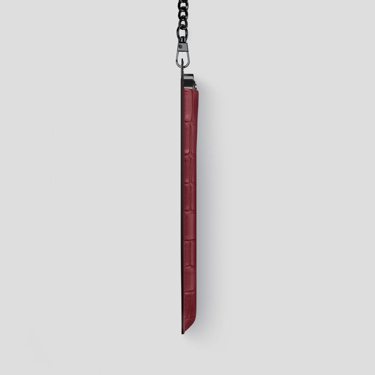 Burgundy iPhone 14 Pro Max Crossbody Bag Alligator with Black Metal -4 | Burgundy-Black
