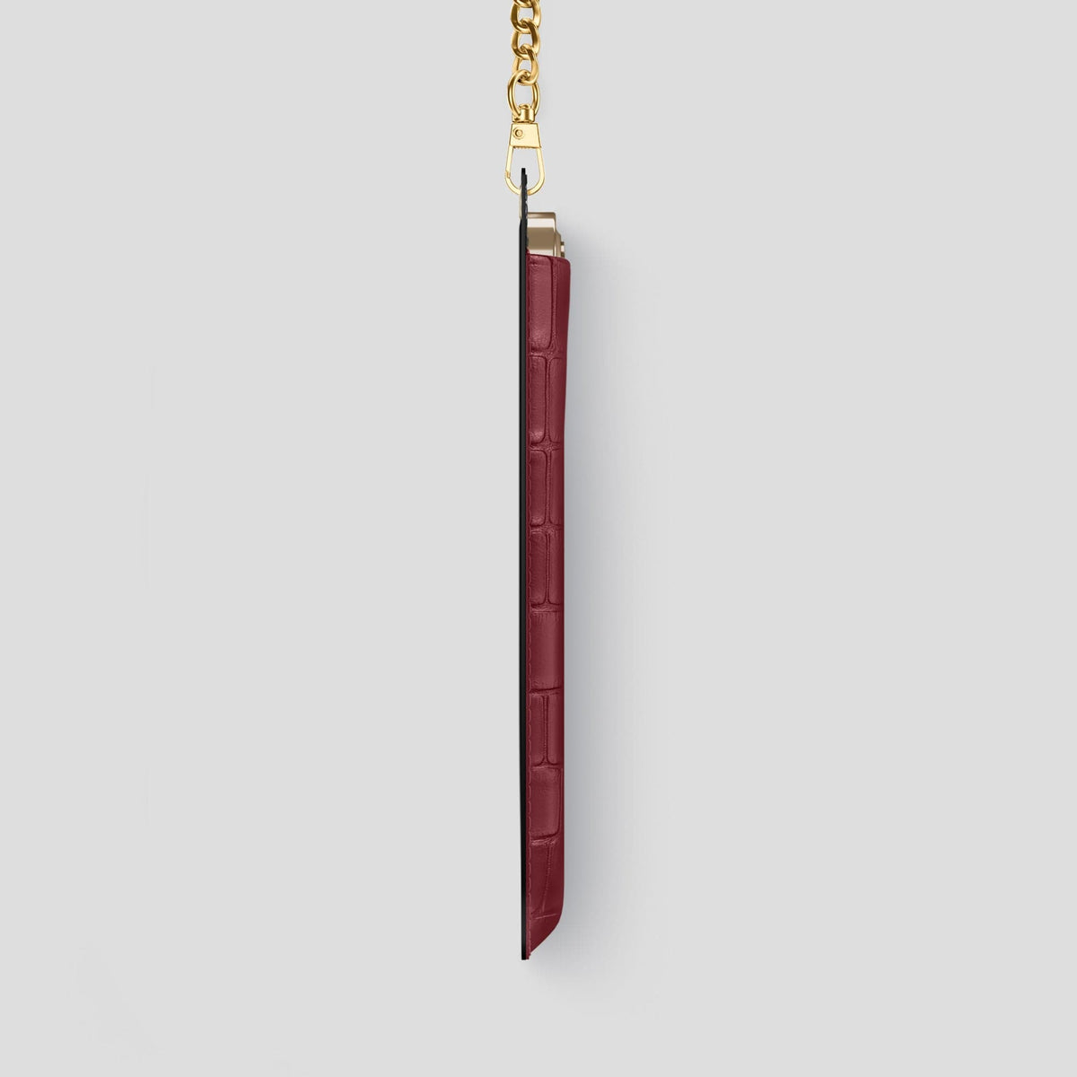 Burgundy iPhone 14 Pro Max Crossbody Bag Alligator with Gold Metal -4 | Burgundy-Gold