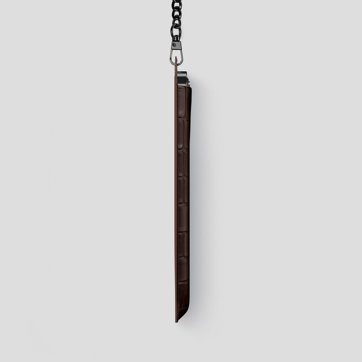 Dark Brown iPhone 14 Pro Max Crossbody Bag Alligator with Black Metal -4 | Dark-Brown-Black